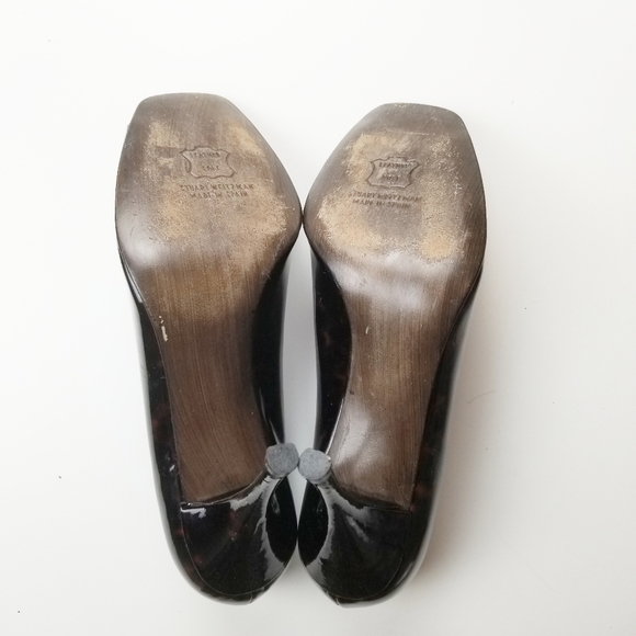 Stuart Weitzman Tortoiseshell Peep Toe Heels - Picture 5 of 8